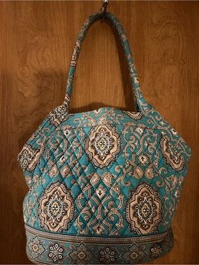 RETIRED - Vera BradleyQuilted Teal Paisley Tote Bag